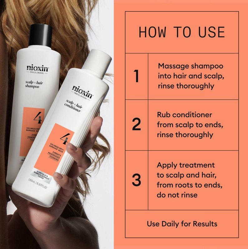 Nioxin - System 4 - Haargroeimiddelen - Set van 3 - Dermatologisch Getest