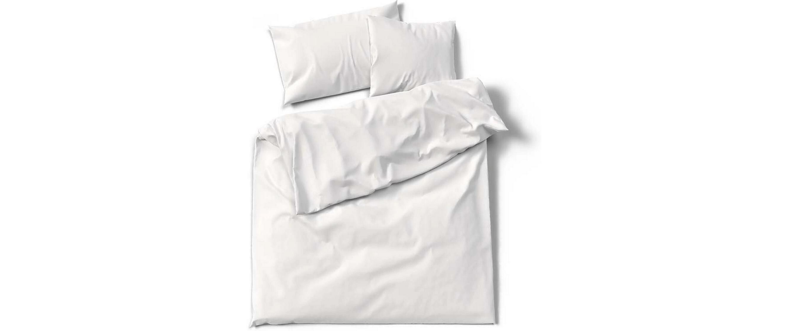 Duvetbezug Satin Uni 160 x 210 cm, WeissSatin-Bettwäsche