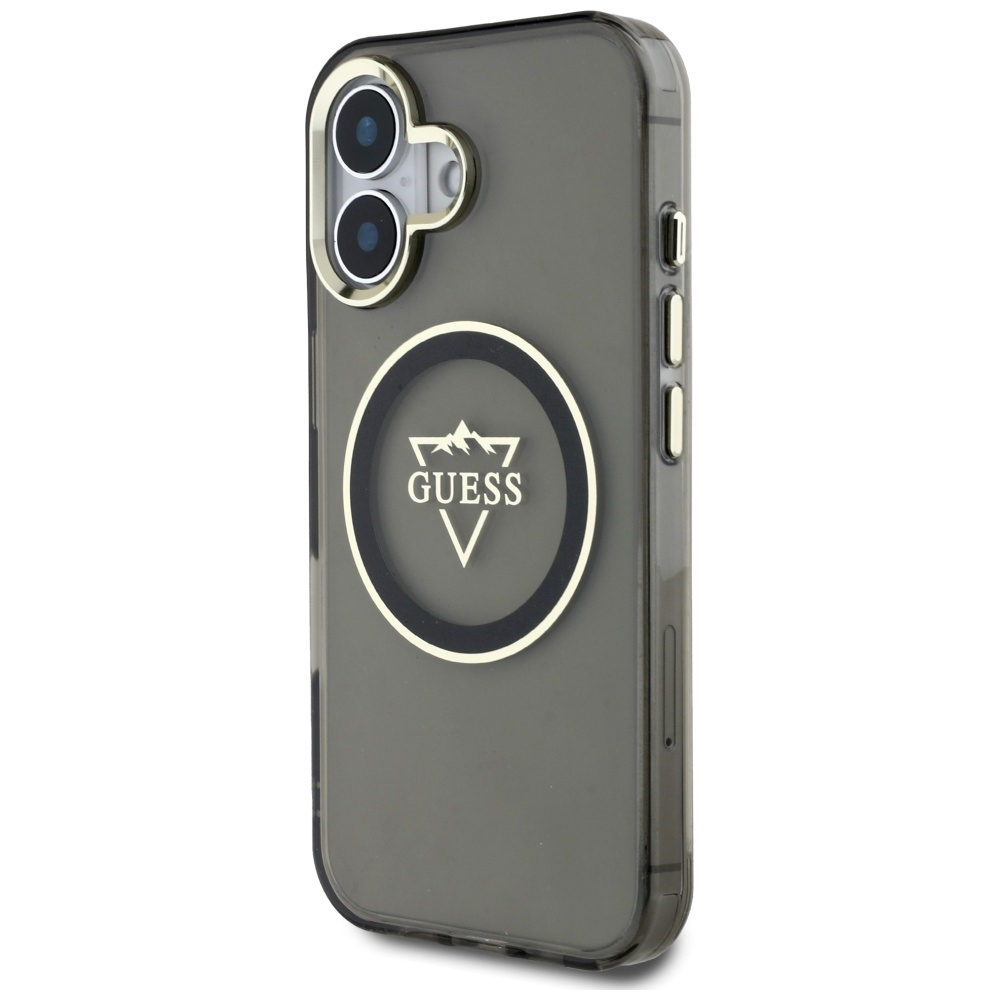 iPhone 16 MagSafe Hardcase Hülle IML Metal Mountain (GUHMP16SHFGTMSLSK) - Schwarz / Transparent