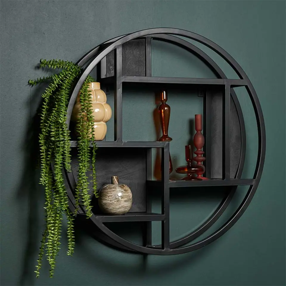 Furndea Orianna wandrek industrieel rond zwart - 16x75⌀cm