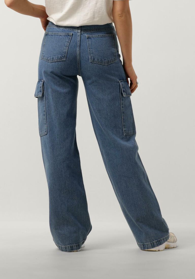 ALIX THE LABEL blauwe alix the label straight leg jeans ladies woven denim cargo pants
