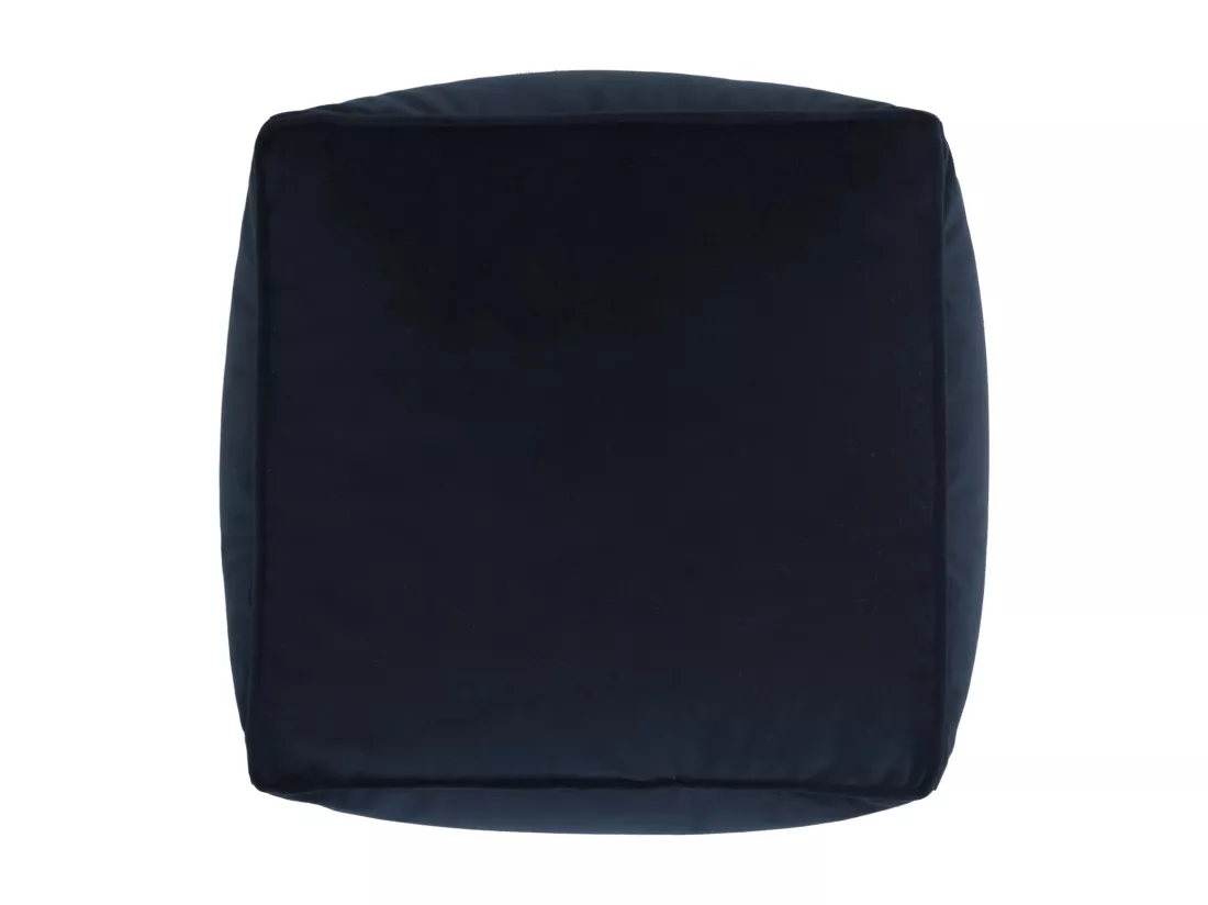 Pouf repose-pieds carré velours bleu minuit - AMARA