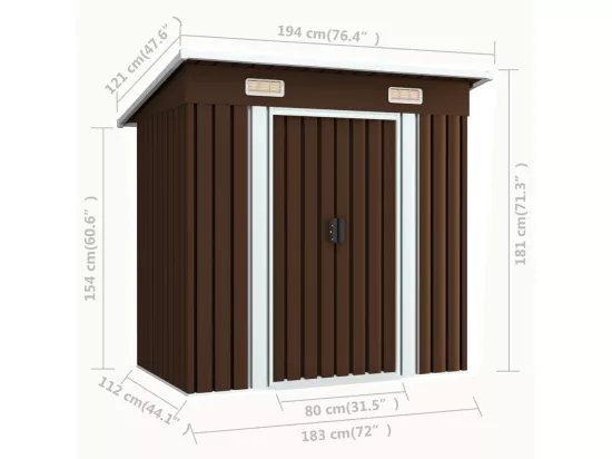 Abri de stockage pour jardin Marron 194x121x181 Acier