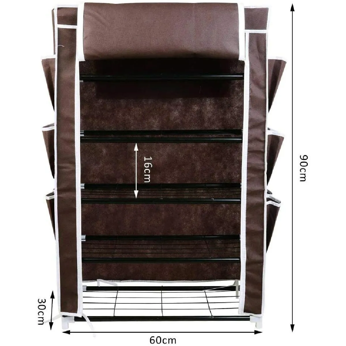 Meuble à chaussures pliable - Polyester marron