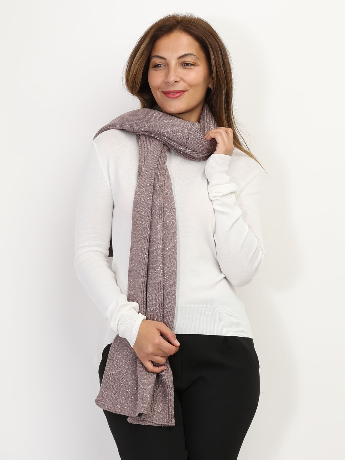 Écharpe en maille scintillante- Mauve