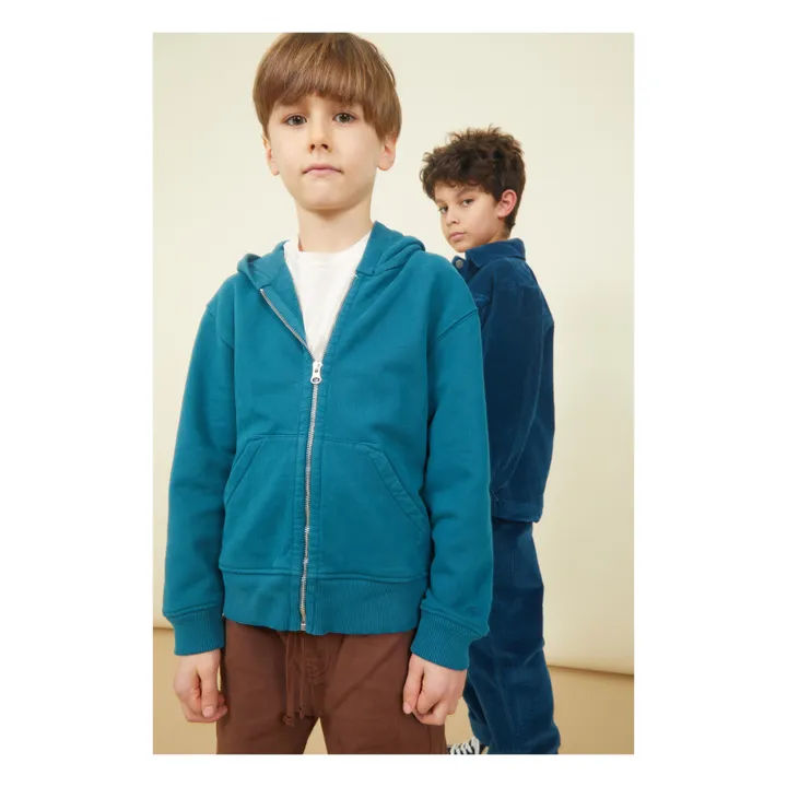 SMALLABLE BASICS Sweat A Capuche Zippé Coton Bio | Vert canard