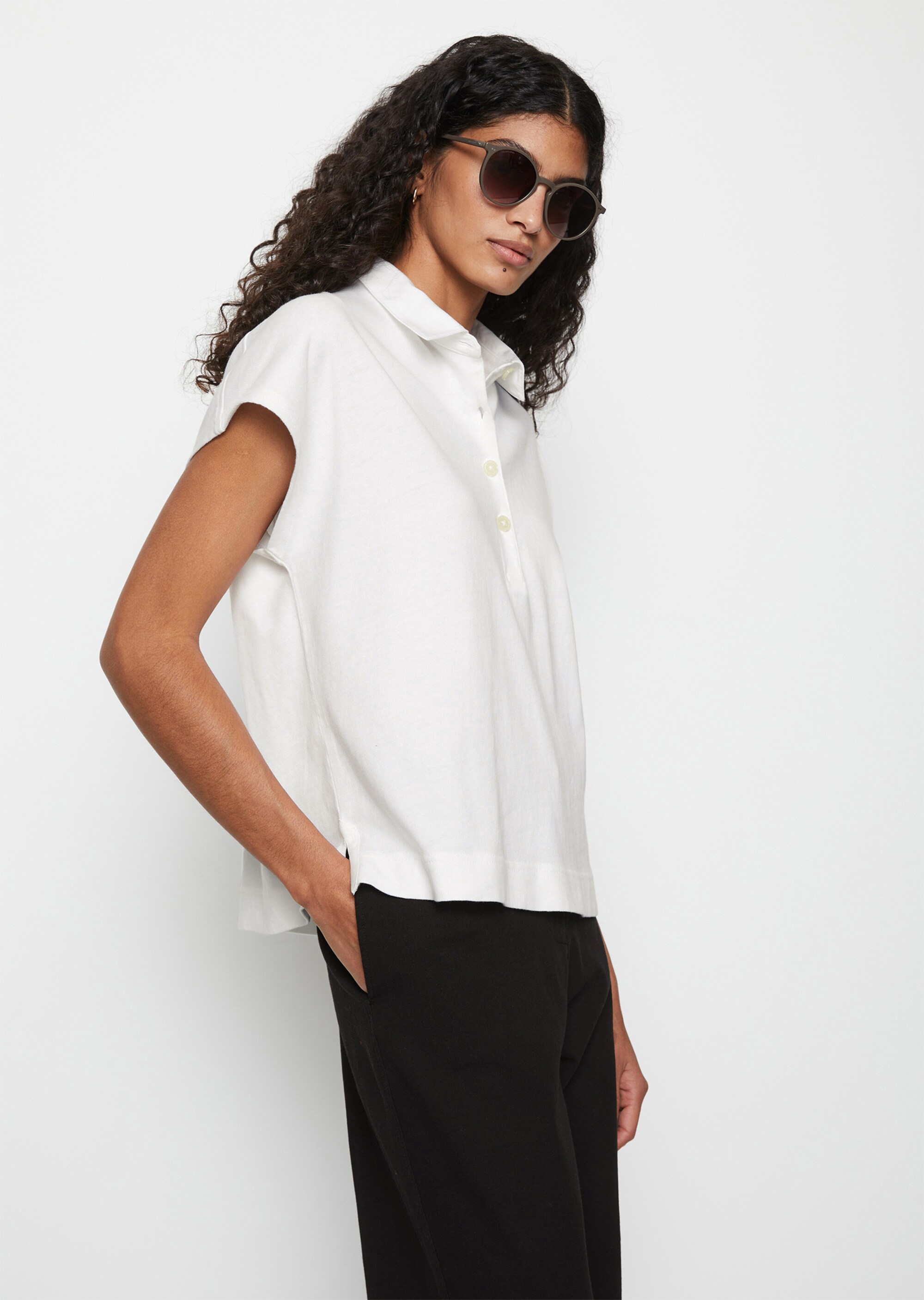 Oversize-Poloshirtaus leichtem Jersey