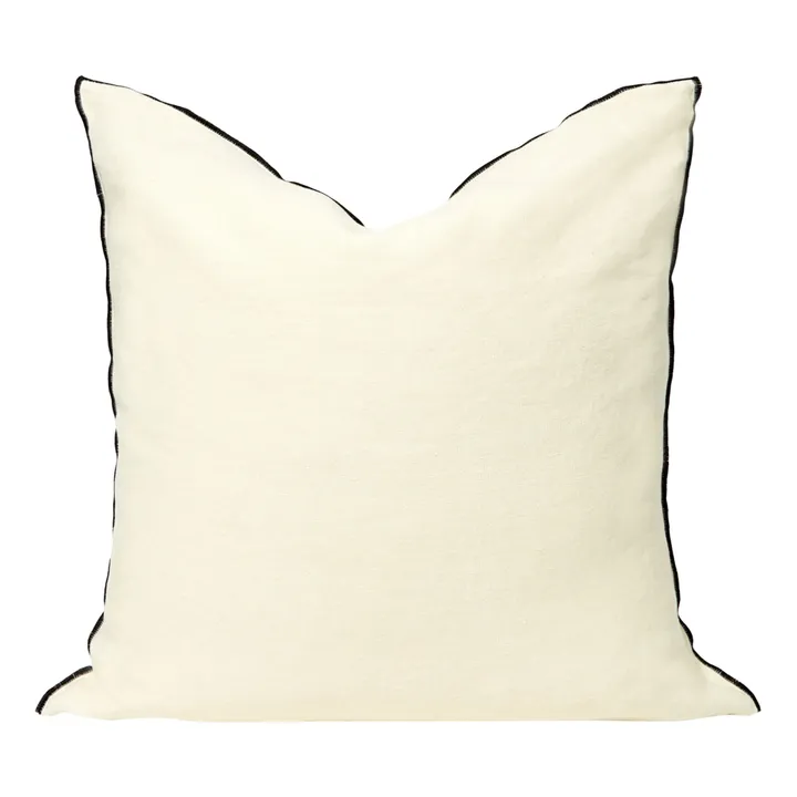 Maison de Vacances Coussin Vice versa black line en lin lavé stone washed | Naturel