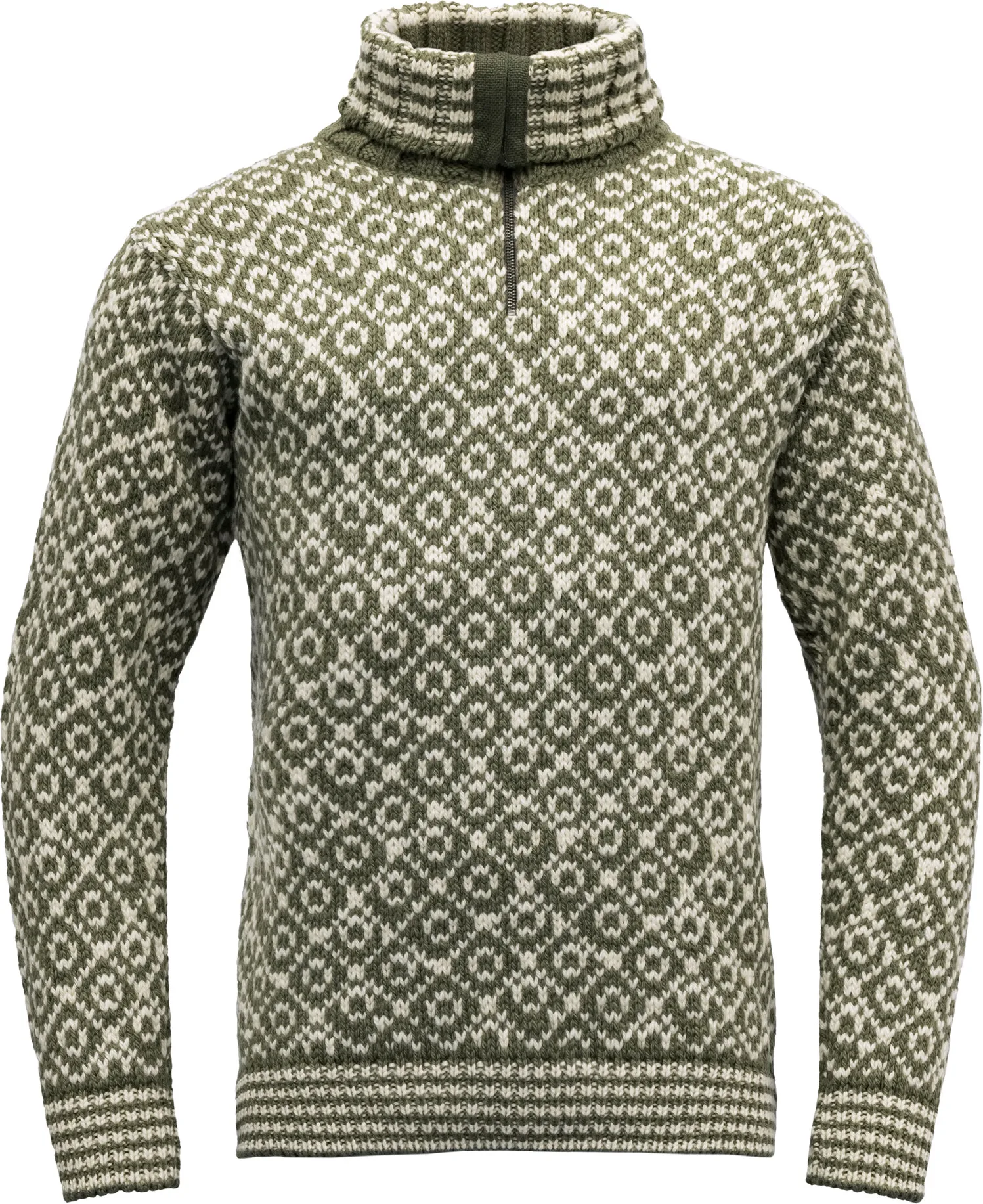 Devold Unisex Svalbard Wool Zip Neck Olive/Offwhite