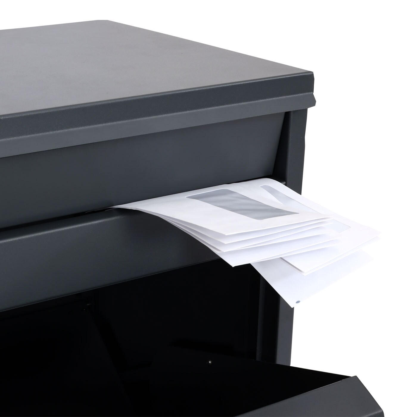 Paketkasten MCW-G80, Paketbox Standbriefkasten Briefkasten Größe L ~ verzinkt anthrazit, Holzoptik hell