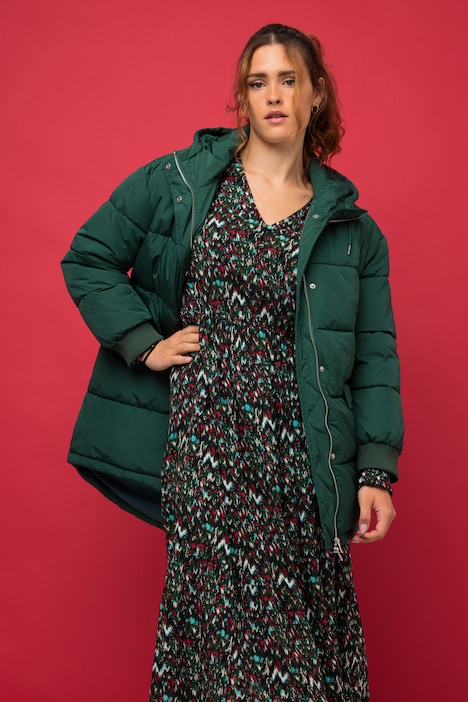 Steppjacke, oversized, Kapuze, 2-Wege-Zipper