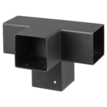 Paalverbinder voor pergola T-verbindingsstuk 4-kants 9x9 cm zwart
