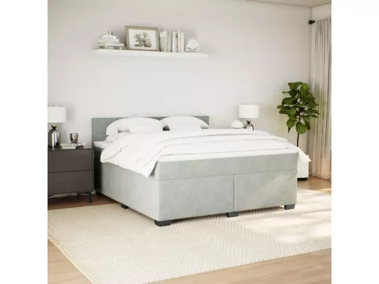 Sommier à lattes de lit et matelas Gris clair 180x200cm Velours