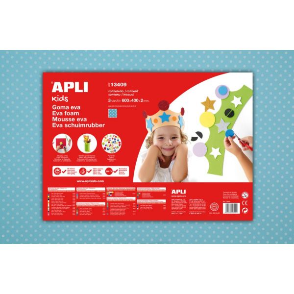 Apli Folha Eva Bolinhas Azuis 400x600x2mm 3 Un. - 13409
