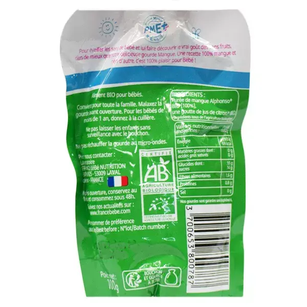 France Bébé Nutrition Bolsa Manga +4m Bio 100g