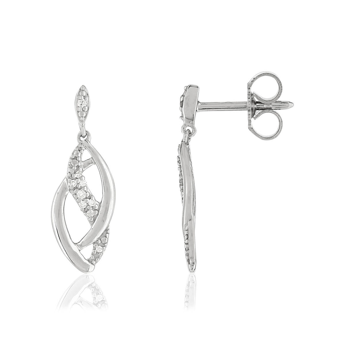 Boucles d'oreilles or blanc 375 diamants