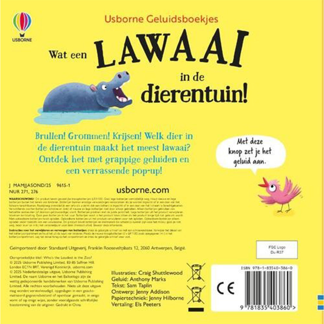 uitgeverij usborne geluidenboek wat een lawaai in de dierentuin!
