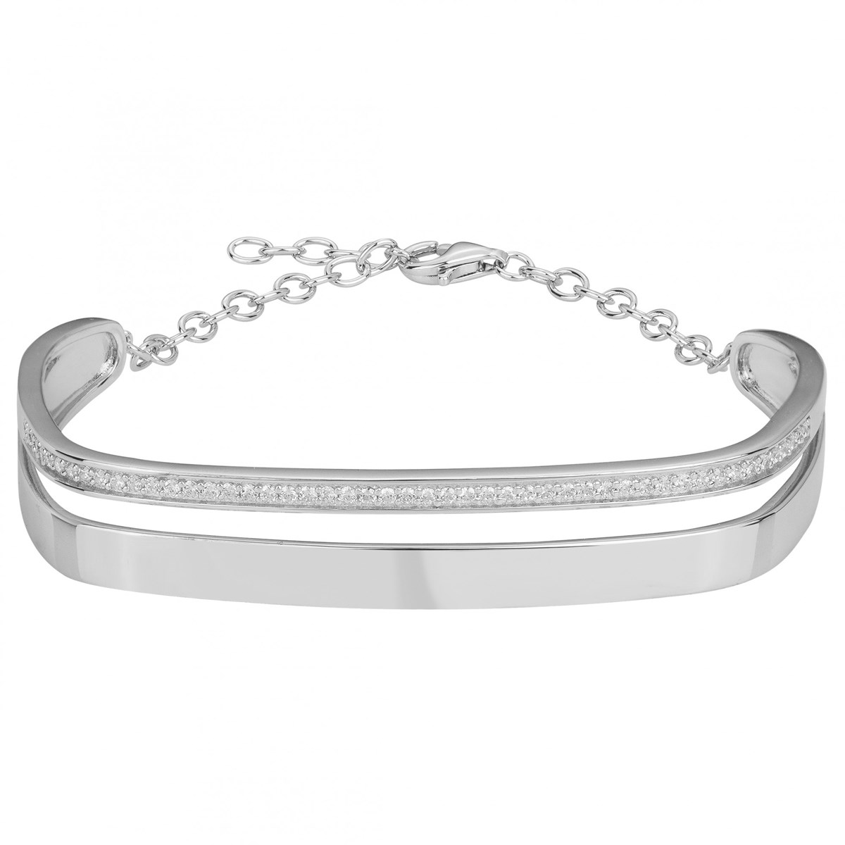 Bracelet semi-rigide en Argent avec oxyde de zirconium blanc