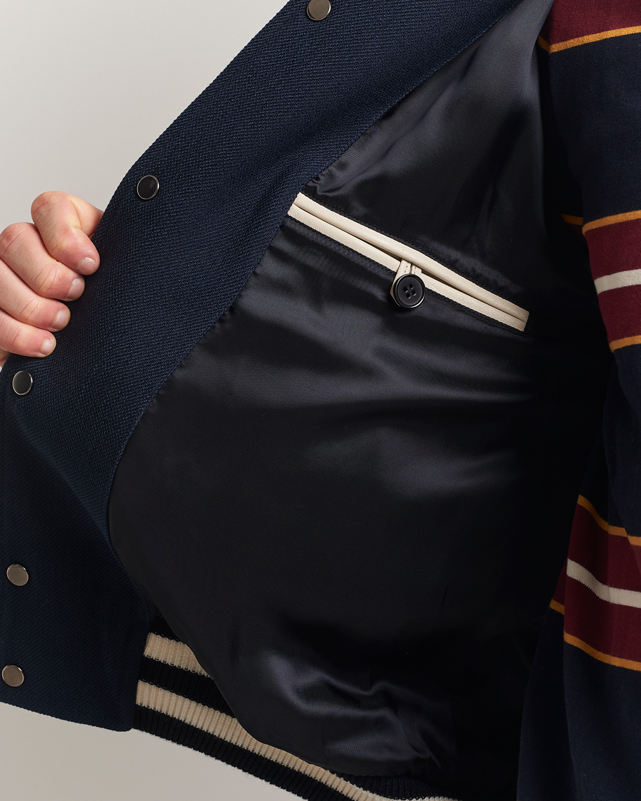 GANT 240 Mulberry Street Leather Mix Varsity Jacket Navy