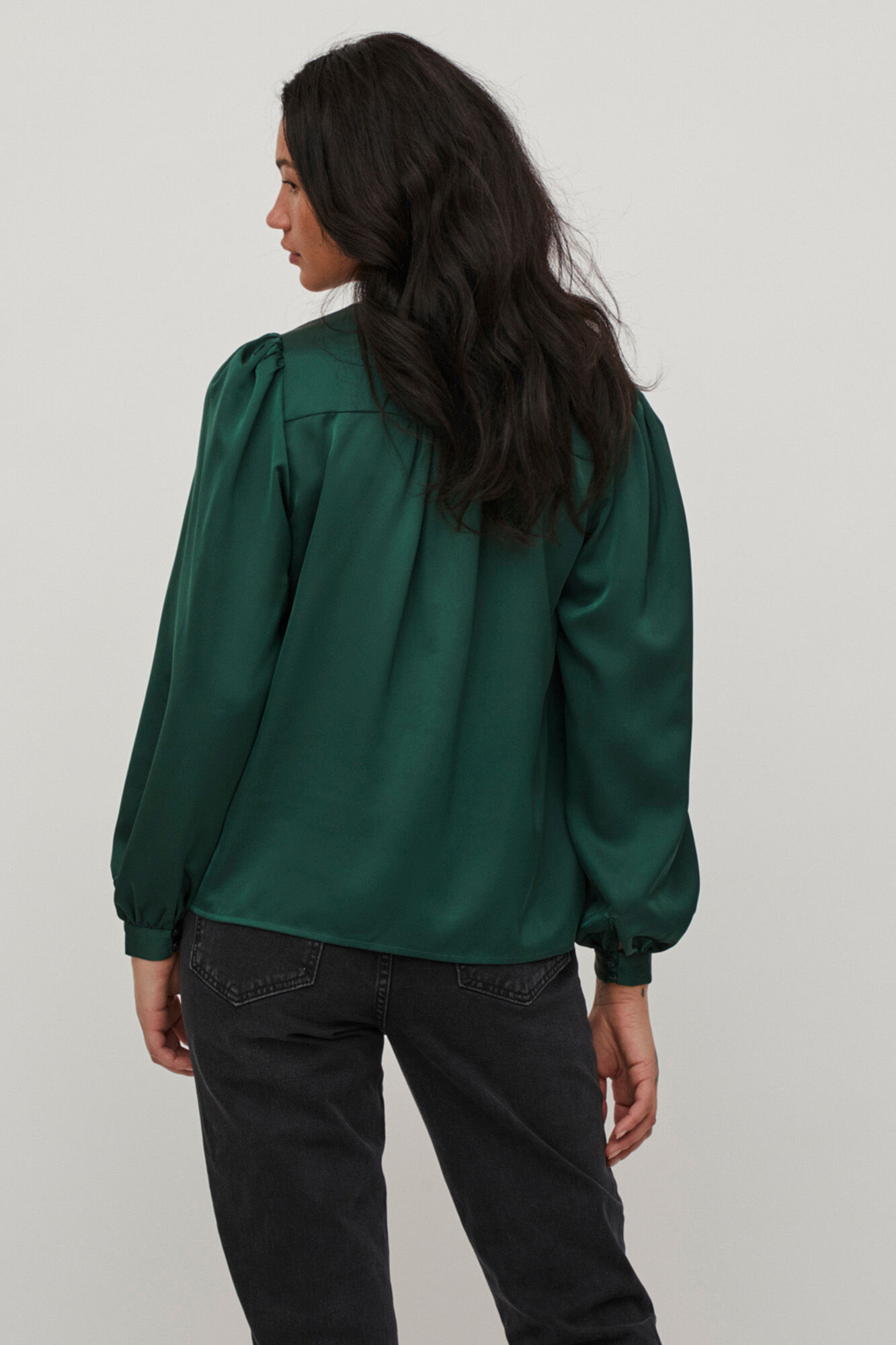 Blusa feminina de manga comprida com gola alta - Verde