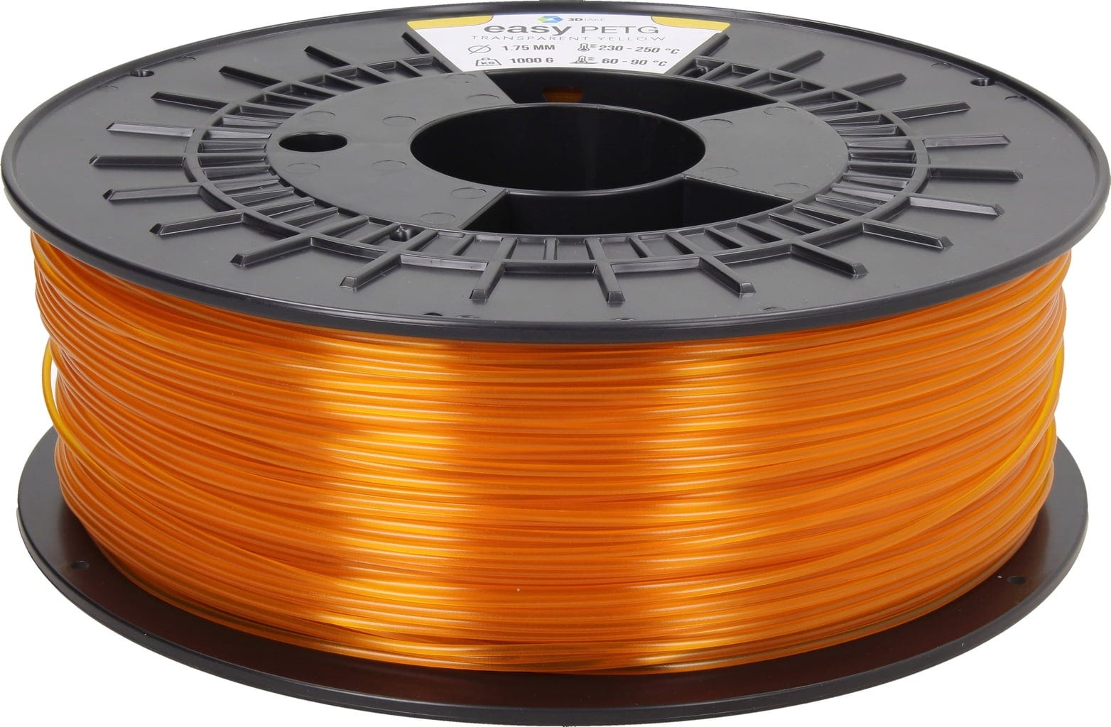 3DJAKE  easyPETG Transparent Gelb, 1,75 mm / 2300 g    PETG Filament für robuste & präzise Drucke in Transparent Gelb