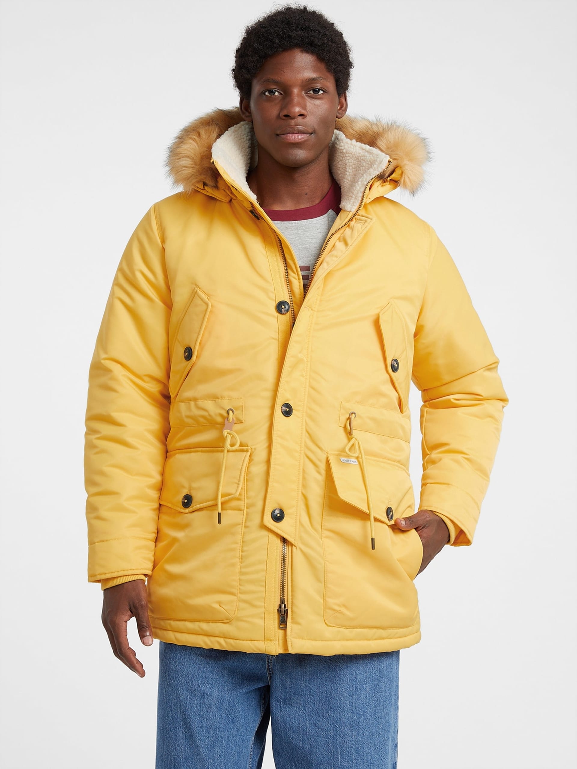 Parka com capuz em nylon