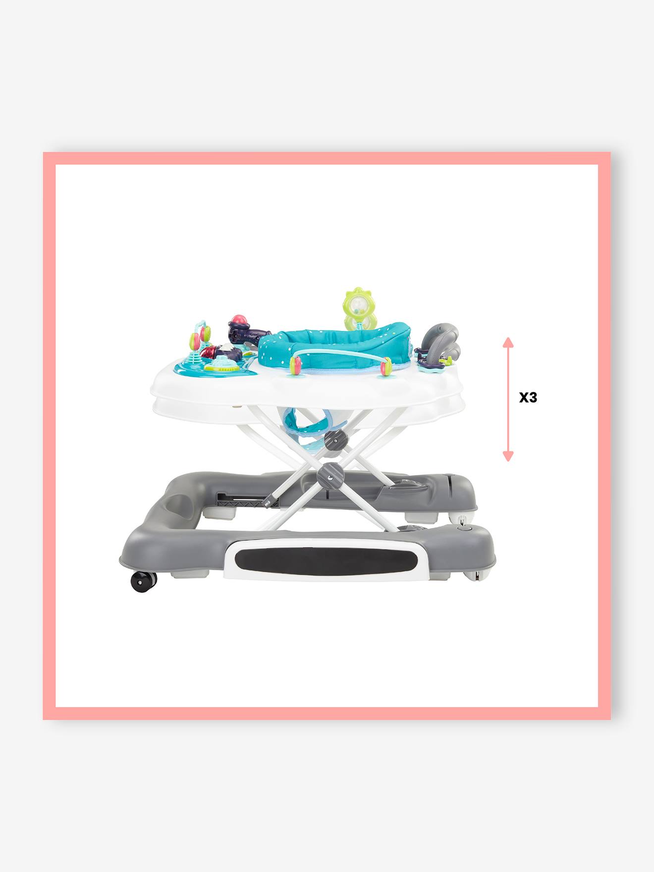 Andador/Cadeira de Passeio 5 em 1 BABYMOOV, Azul Forte com Estampa