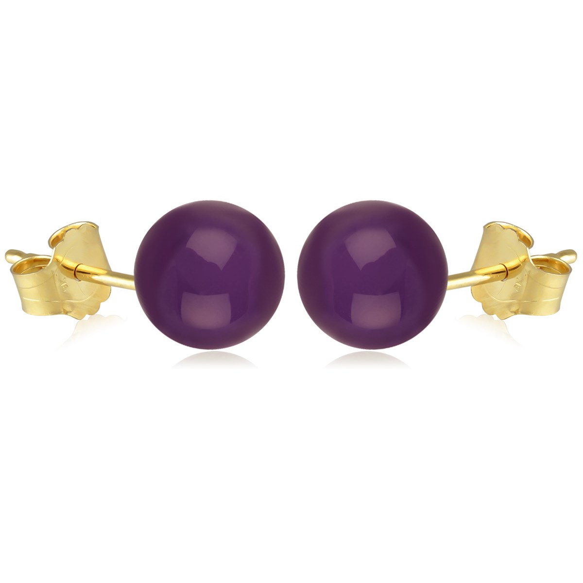 Boucles d'oreille plaqué or boule amethyste 12MM