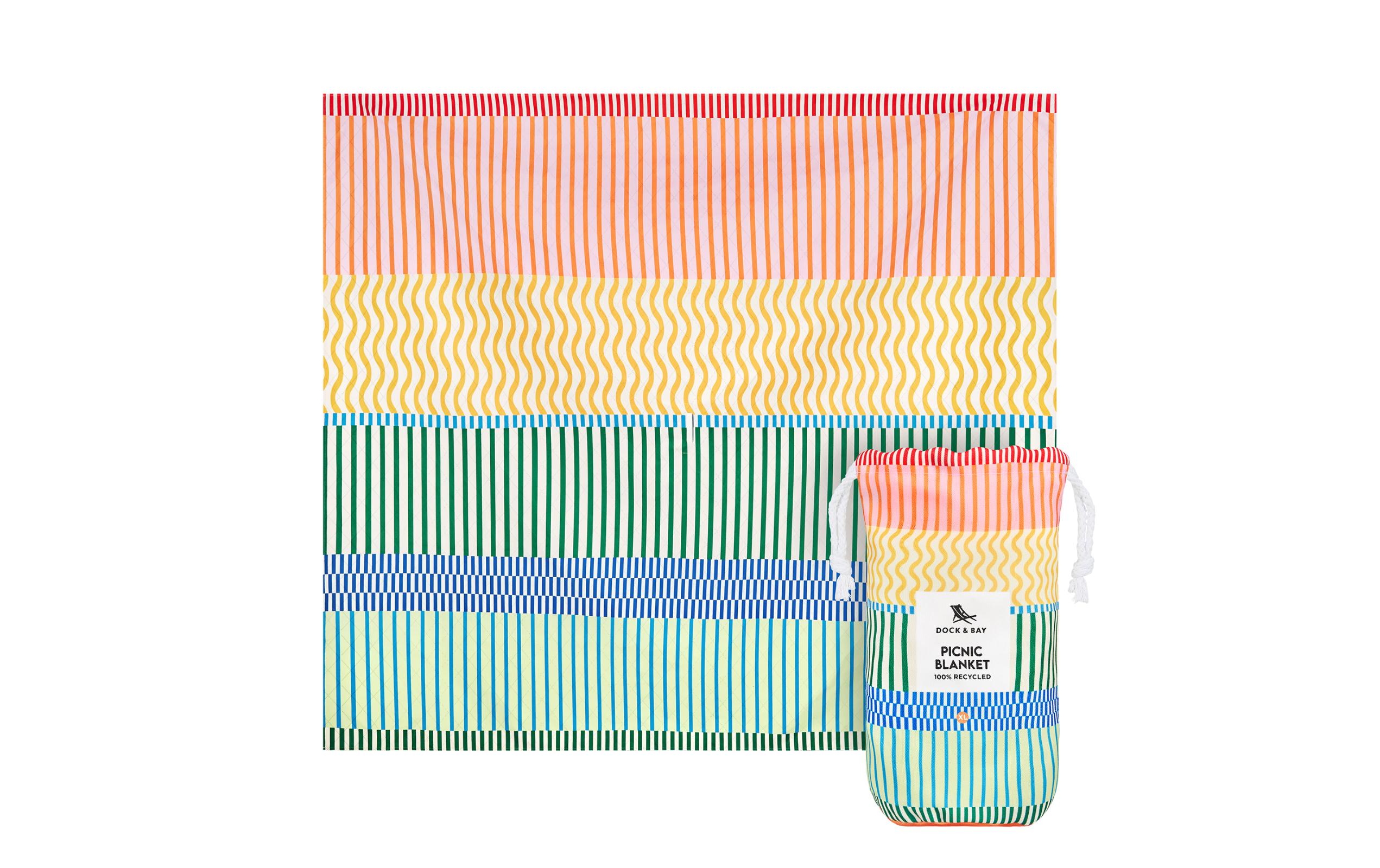 Picknickdecke Stripe your Life 170 cm x 240 cm,Praktische Picknick-Decke aus 100% recycliertem Polyester