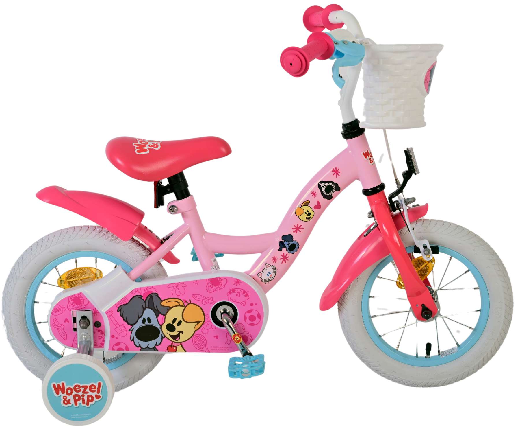 Kinderfahrrad Woezel & Pip für Mädchen 12 Zoll Kinderrad in Rosa