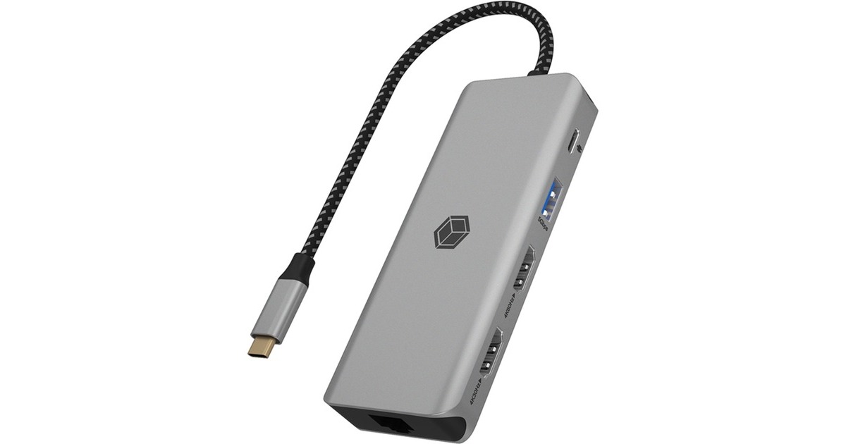 ICY BOXIB-DK4012-CPD dockingstation  (Aluminium, HDMI, USB-A, DisplayPort, SD/microSD-kaartlezer)