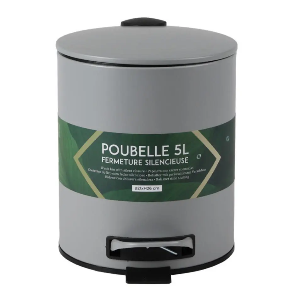 Urban Living Pedaalemmer Toulon - betongrijs - 5L - metaal