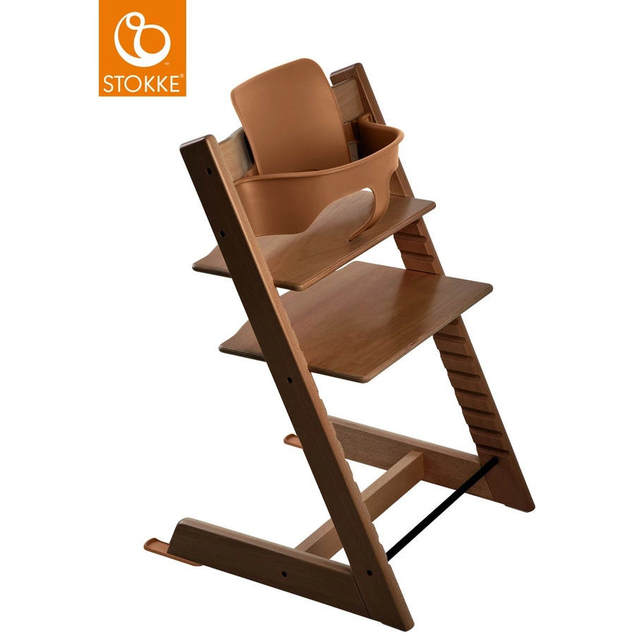 STOKKE® Tripp Trapp® Hochstuhl Buche walnussbraun + gratis Baby Set walnussbraun