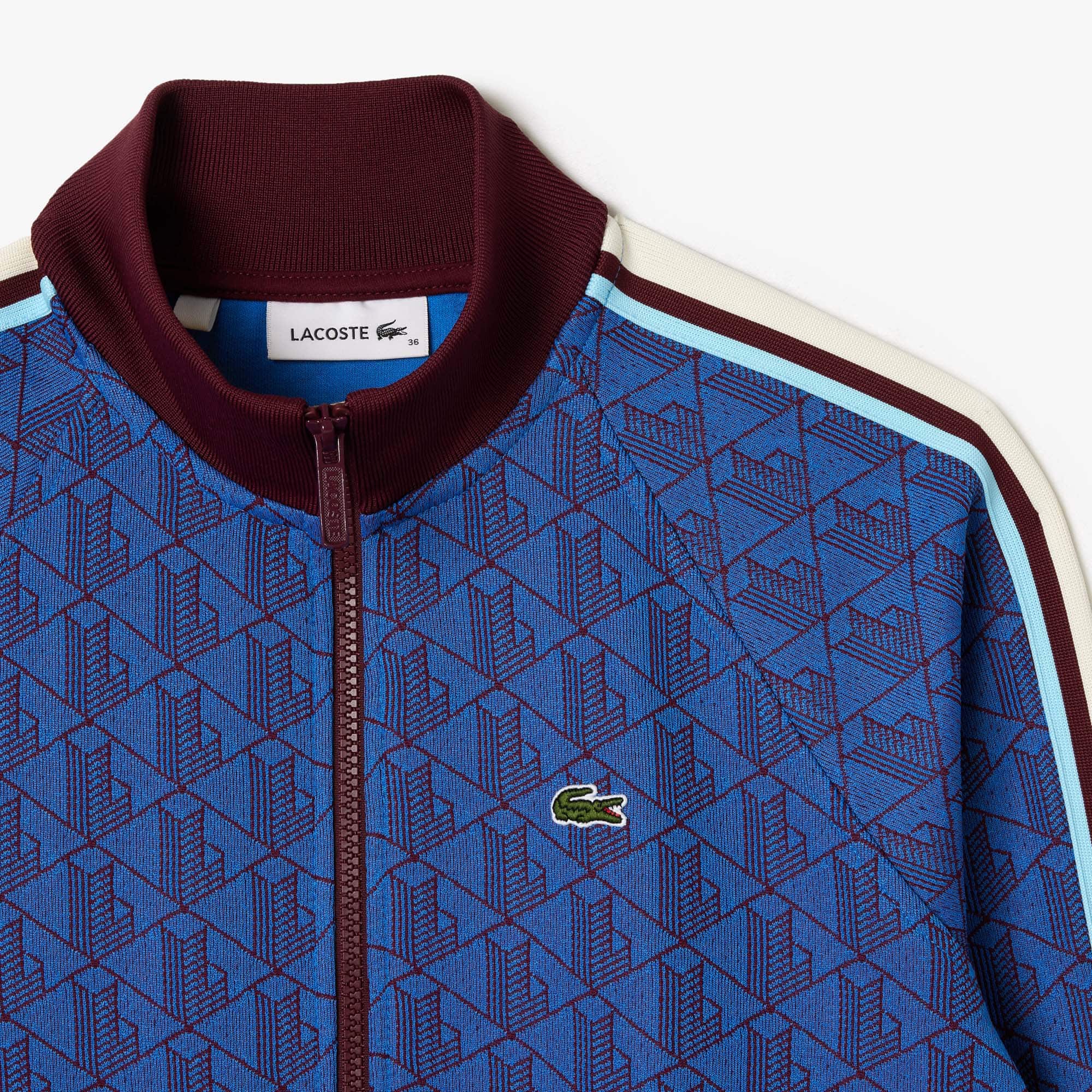 Sweatshirt zippé Paris col montant jacquard monogramme Sweatshirts - Bleu - Lacoste - Femme