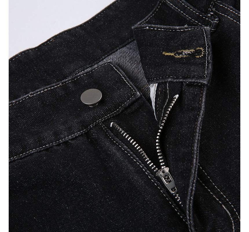 Genrovia - Mid Waist Washed Wide Leg Jeans