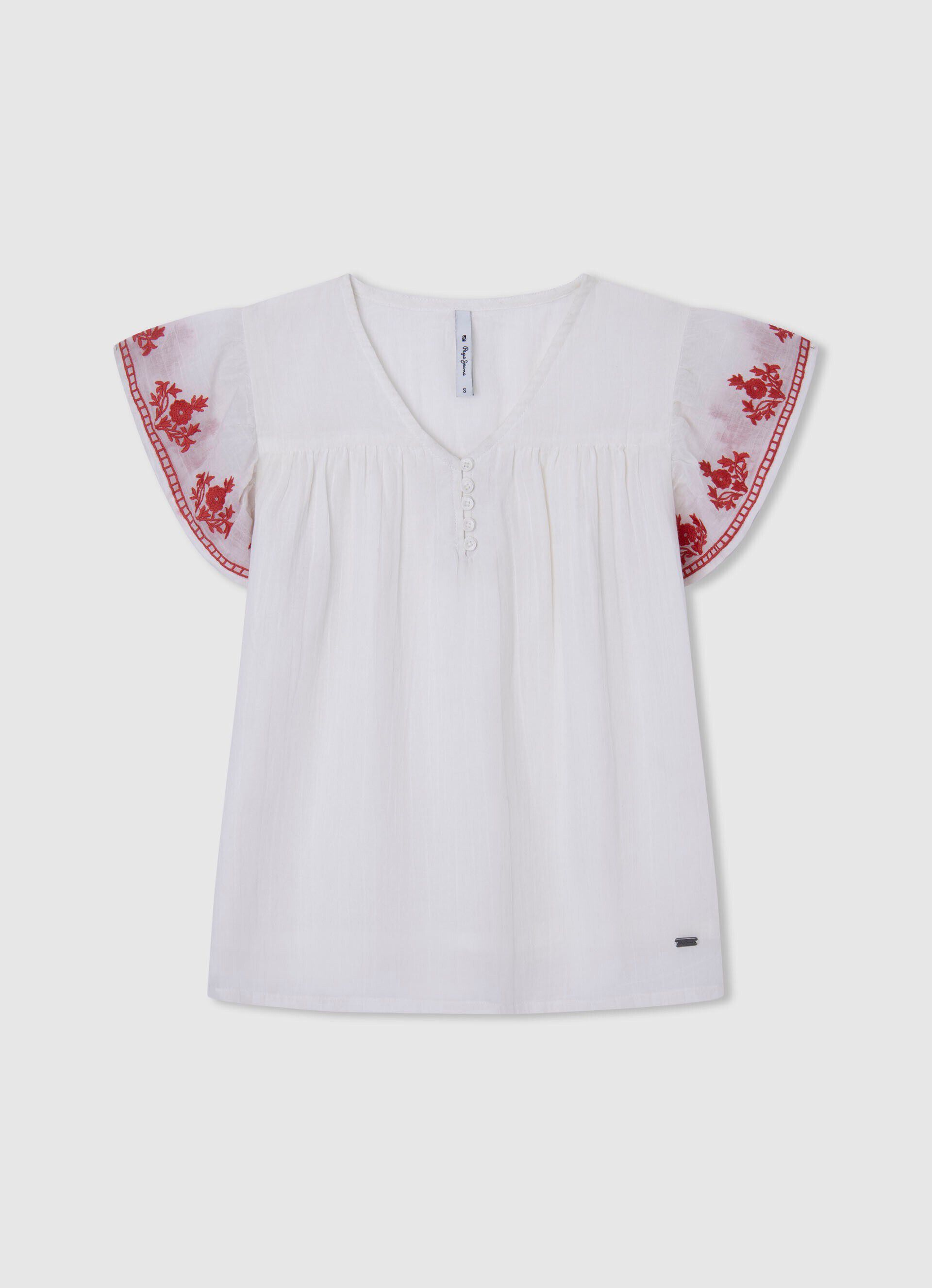Blusa Gaulle com detalhes bordados - branca