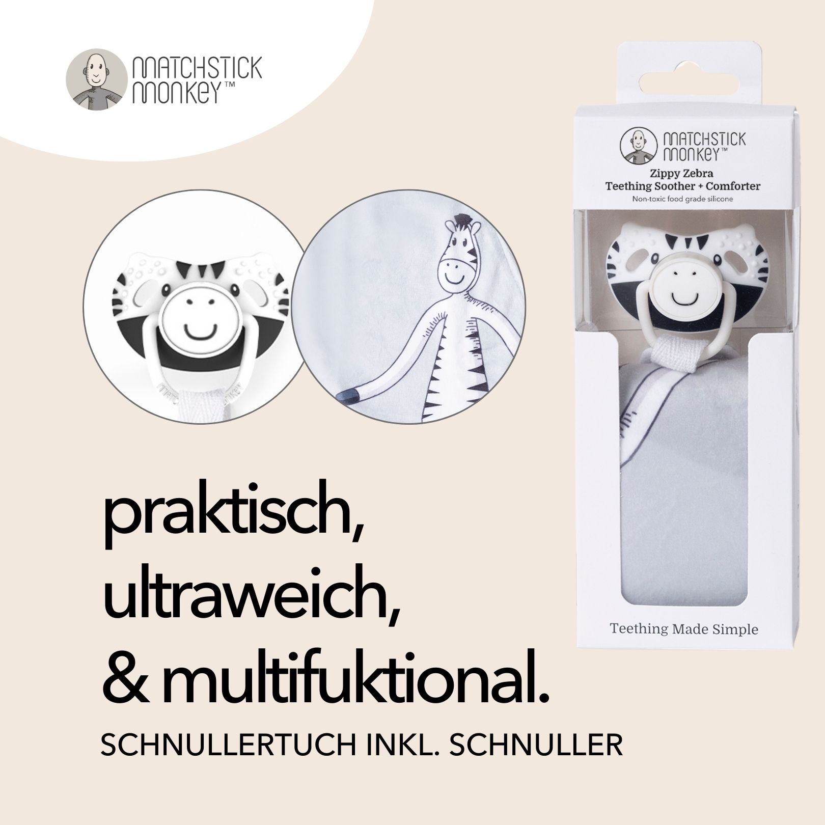 Matchstick Monkey Schnullertuch inkl. Schnuller - Beißring