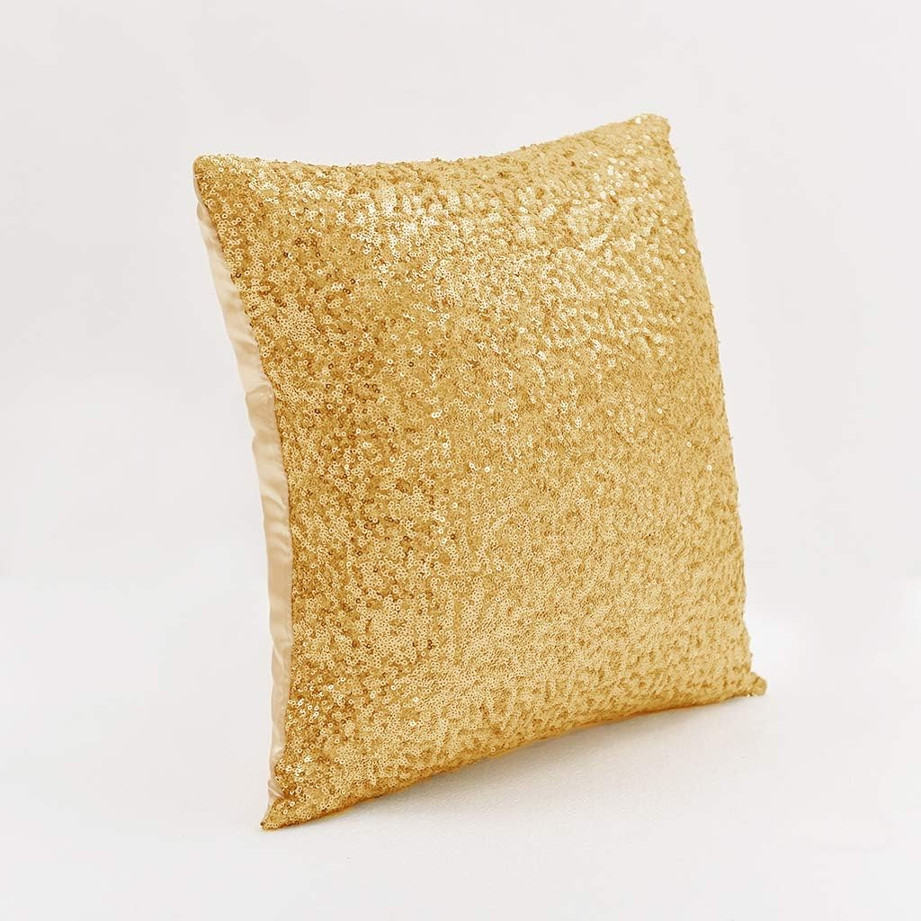 (2er Set) 45x45cm Pailletten Kissen Bezug Home Deko Kissenhülle - Gold