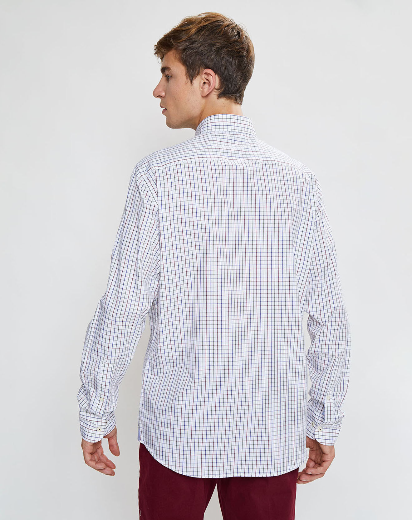 Hackett London Chemise Slim Fit à carreaux tricolores blanche