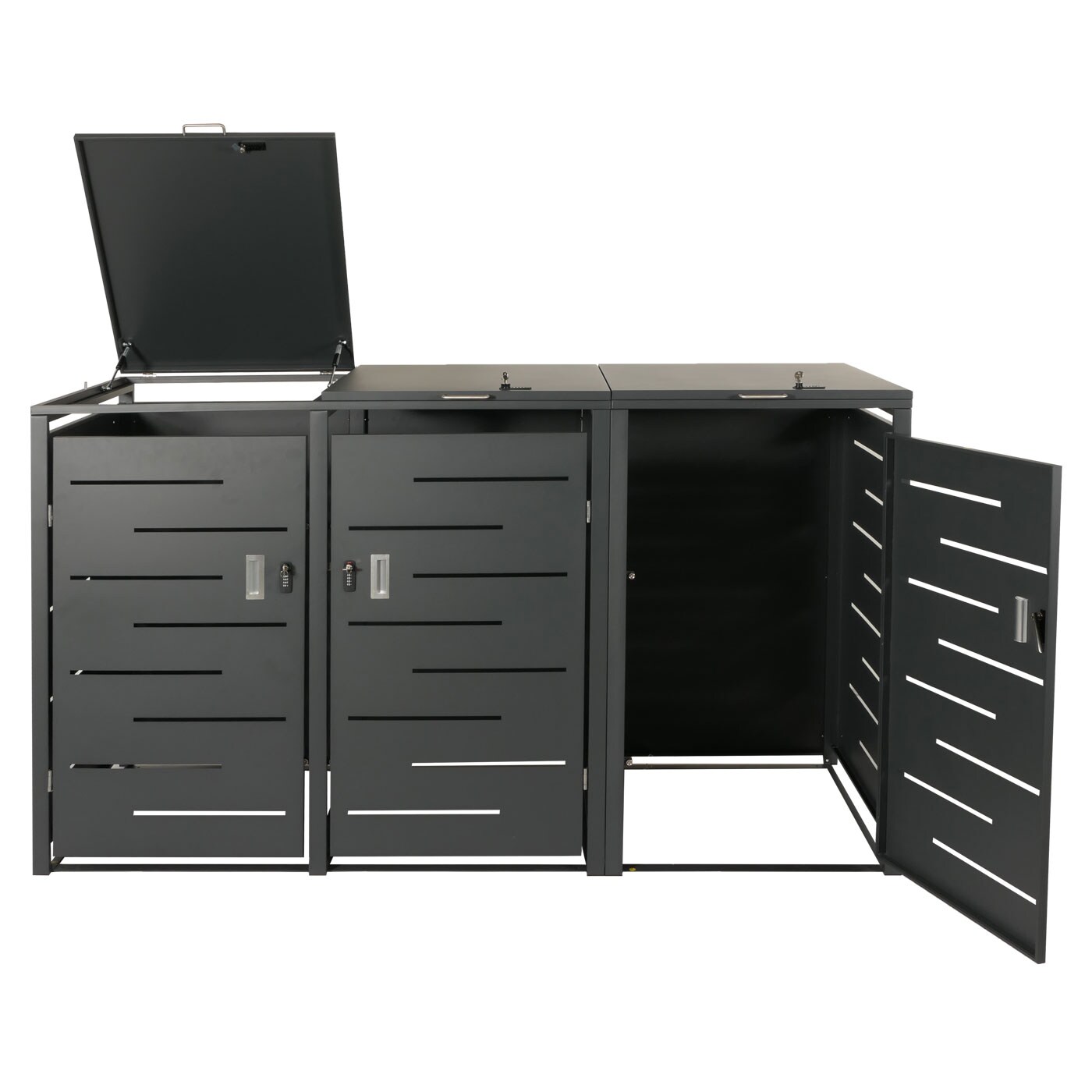 XL 3er-/6er-Mülltonnenverkleidung MCW-E83, Mülltonnenbox, erweiterbar 116x212x98cm ~ anthrazit Stahl, 100kg