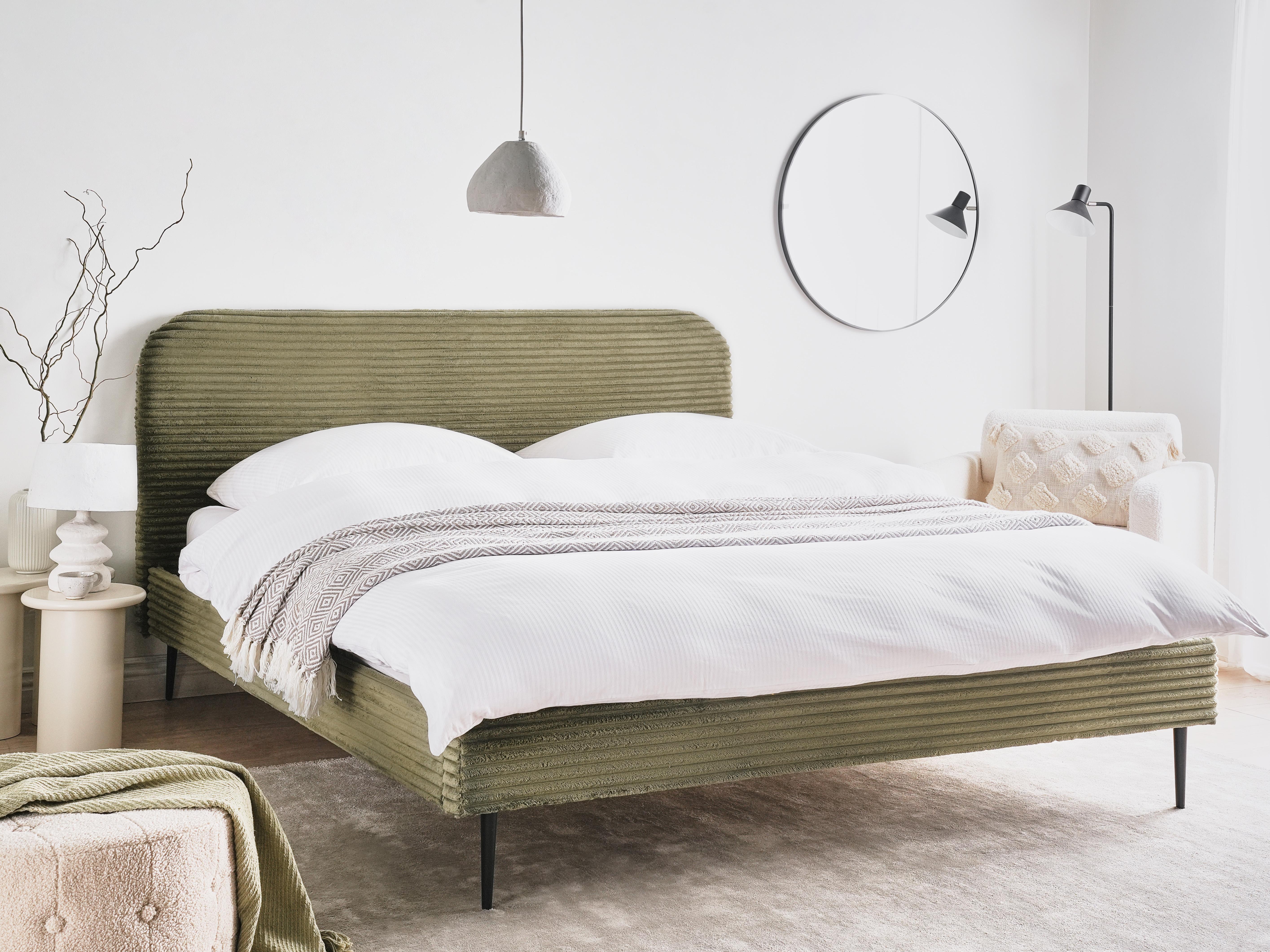 Bed Corduroy FLAYAT 180 x 200 cm Groen