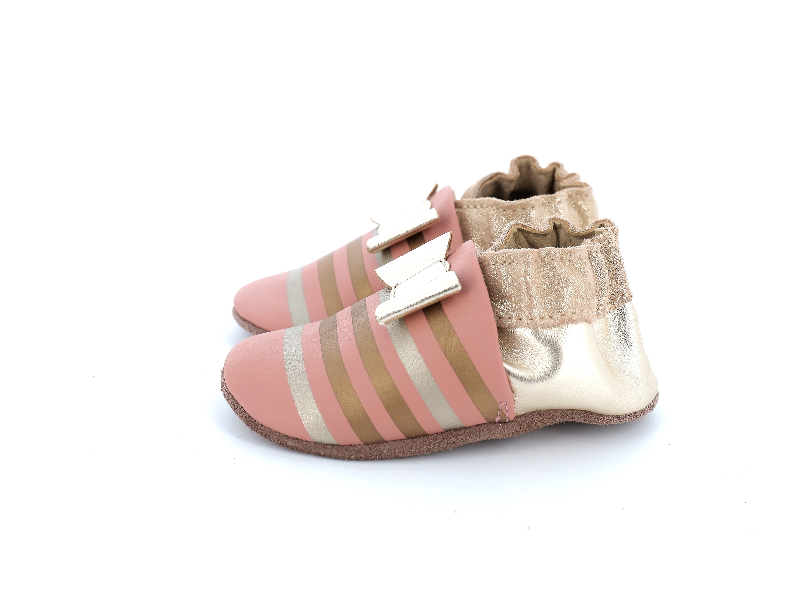 Robeez-SHINY BOW TIE Cuir Or rose