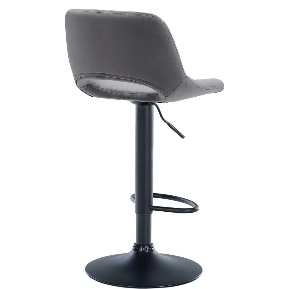 CLP Set van 2 Barkruk Camden mat zwart Frame - Fluweel - donkergrijs