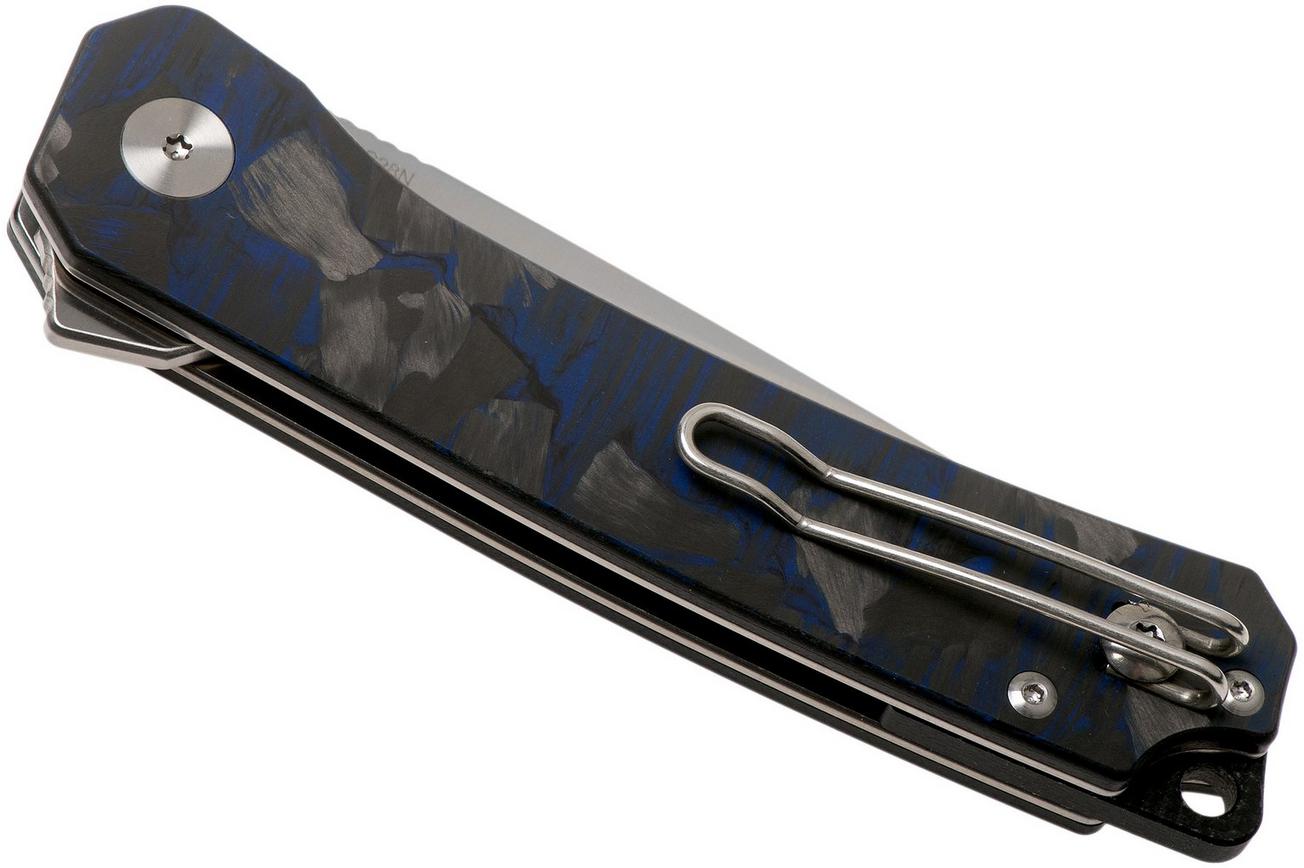 QSP Knife Osprey QS139-G1 Blue Shredded Carbonfiber, Satin, zakmes