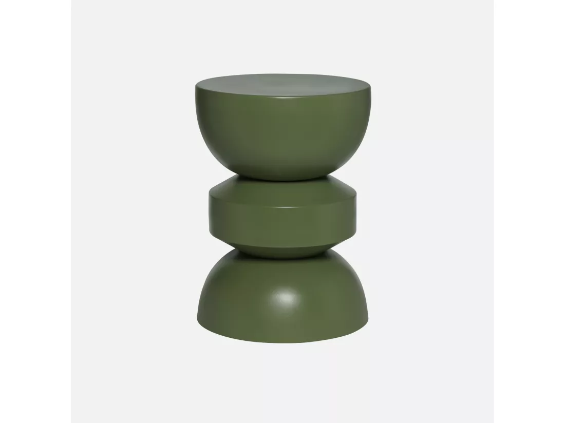 Table d'appoint. bout de canapé. table de chevet en métal. vert kaki. Assa. Ø32 x H 44.5cm