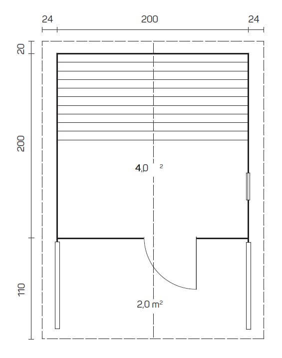 FinnTherm Niklas Tuinsauna met 2 houten banken, 40 mm dikke wanden, buitensauna, natuurlijke afwerking, 2,2 x 2,2 m