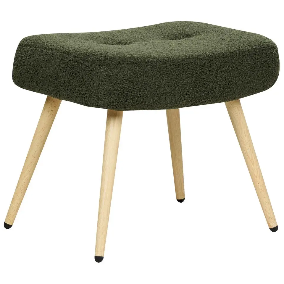 VEJLE II - Fauteuil met hocker - Donkergroen - Bouclé
