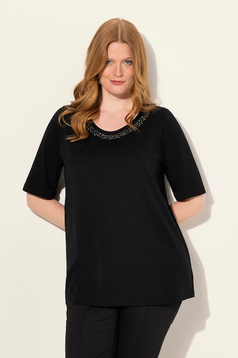 T-Shirt, Pima Cotton, A-Linie, Rundhals, Halbarm