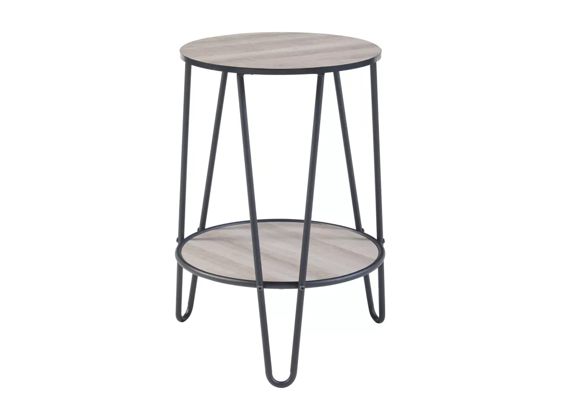 Table d'appoint Ylöjärvi avec étagère métal MDF 61 x 44 x 44 cm noir effet chêne [en.casa]