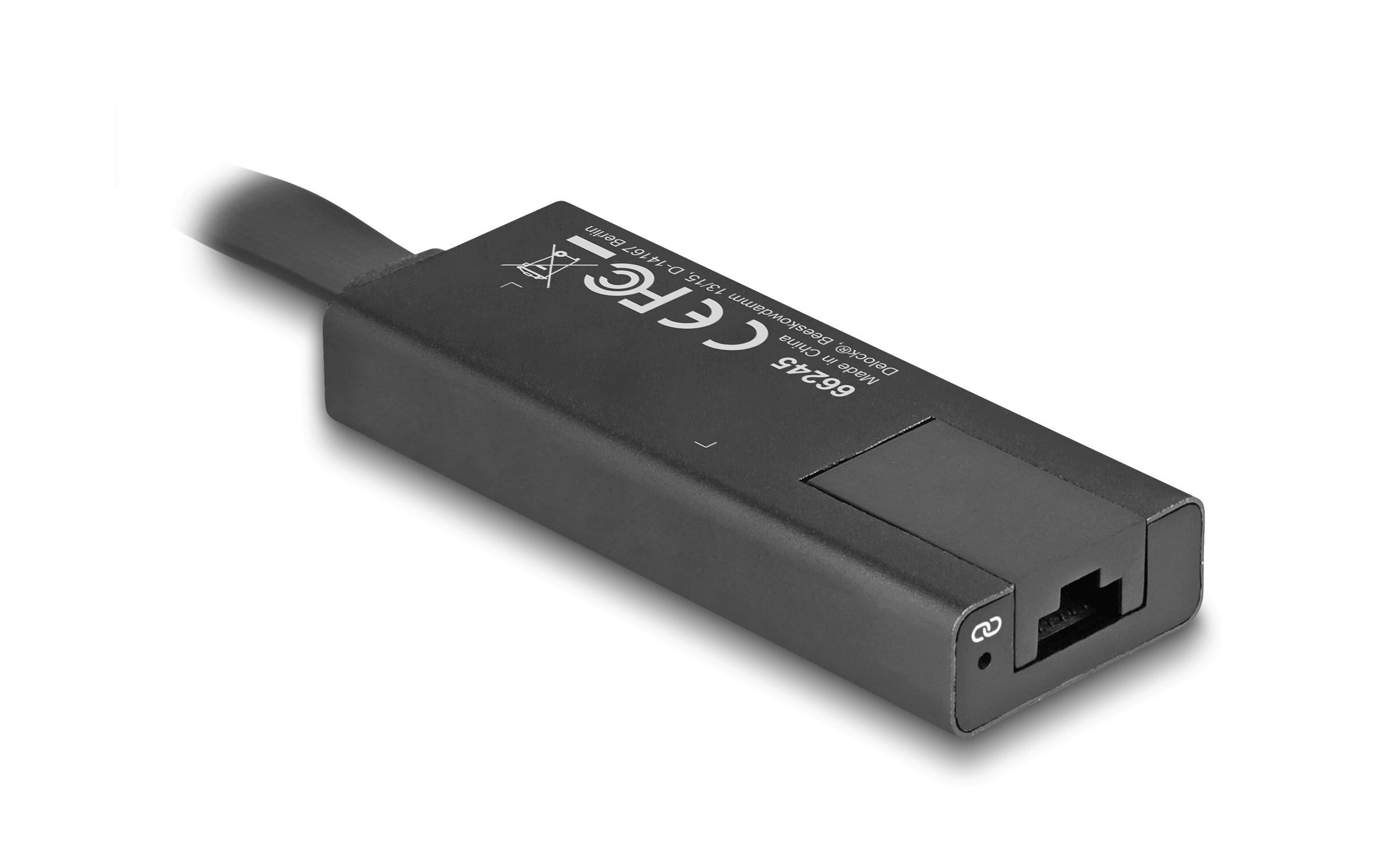 Netzwerk-Adapter USB Typ-A – RJ45, 1 GbpsDelock USB Typ-A Adapter zu Gigabit LAN slim